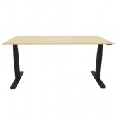 Schreibtisch, elektrisch h&ouml;henverstellbar, 65-130cm (H), 180x80cm (BxT), rechteckig, ahorn / schwarz