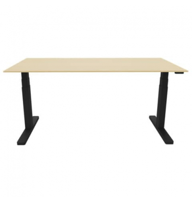 Schreibtisch, elektrisch höhenverstellbar, 65-130cm (H), 180x80cm (BxT), rechteckig, ahorn / schwarz