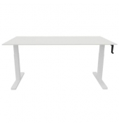 Schreibtisch, manuell h&ouml;henverstellbar, 65-85cm (H), 160x80cm (BxT), rechteckig, wei&szlig; / wei&szlig;