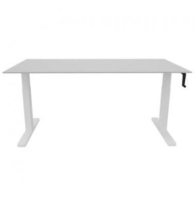 Schreibtisch, manuell höhenverstellbar, 65-85cm (H), 160x80cm (BxT), rechteckig, grau / weiß