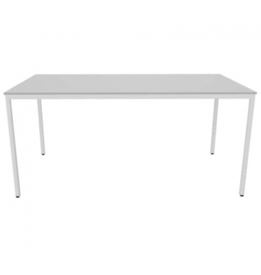 Schreibtisch, 75cm (H), 160x80cm (BxT), rechteckig, grau / weiß