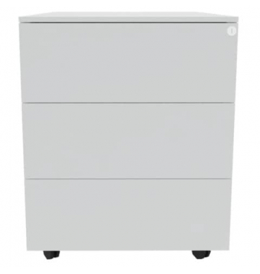 Rollcontainer KF14185, wei&szlig;, 3 Schubladen, Metall, abschlie&szlig;bar