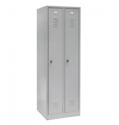 Garderobenschrank 2 Abteile Stahl grau