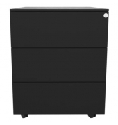Rollcontainer KF14300, schwarz, 3 Schubladen, Metall, abschlie&szlig;bar