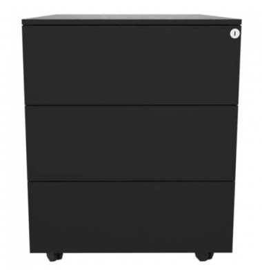 Rollcontainer KF14300, schwarz, 3 Schubladen, Metall, abschlie&szlig;bar