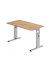 Schreibtisch O-Serie mini, manuell h&ouml;henverstellbar, 65-85cm (H), 120x67cm (BxT), rechteckig, asteiche / silber