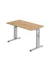 Schreibtisch O-Serie mini, manuell h&ouml;henverstellbar, 65-85cm (H), 120x67cm (BxT), rechteckig, asteiche / silber