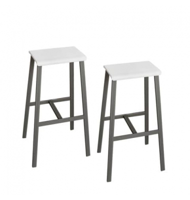 Barhocker 2er Set weißstahl