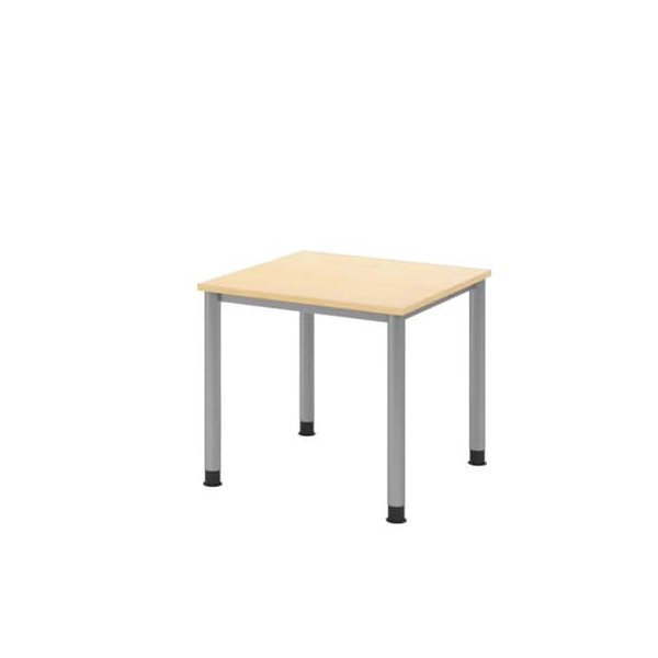 Hammerbacher Schreibtisch HS, manuell höhenverstellbar, 68-76cm (H), 80x80cm (BxT), quadratisch, ahorn / silber  Hammerbacher