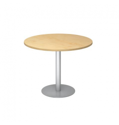 Besprechungstisch, 74,5cm (H), 100x100cm (BxT), rund, ahorn / silber