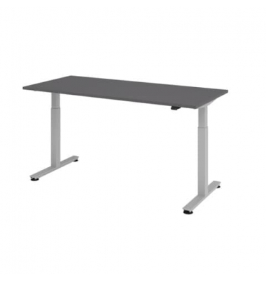 Schreibtisch, elektrisch höhenverstellbar, 73-119cm (H), 180x80cm (BxT), rechteckig, graphit / silber