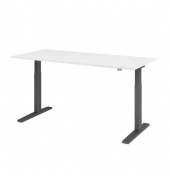 Schreibtisch, elektrisch höhenverstellbar, 70-120cm (H), 180x80cm (BxT), rechteckig, weiß / graphit