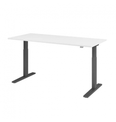 Schreibtisch, elektrisch höhenverstellbar, 70-120cm (H), 180x80cm (BxT), rechteckig, weiß / graphit