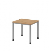 Schreibtisch, manuell höhenverstellbar, 68-76cm (H), 80x80cm (BxT), quadratisch, asteiche / silber