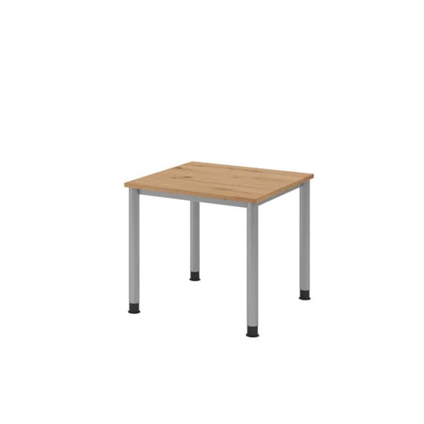 Hammerbacher Schreibtisch HS, manuell höhenverstellbar, 68-76cm (H), 80x80cm (BxT), quadratisch, asteiche / silber  Hammerbacher