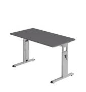 Schreibtisch O-Serie mini, manuell h&ouml;henverstellbar, 65-85cm (H), 120x67cm (BxT), rechteckig, graphit / silber