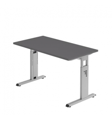 Schreibtisch O-Serie mini, manuell h&ouml;henverstellbar, 65-85cm (H), 120x67cm (BxT), rechteckig, graphit / silber