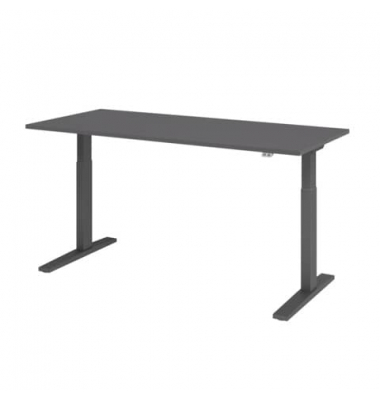 Schreibtisch XMKA, elektrisch h&ouml;henverstellbar, 70-120cm (H), 180x80cm (BxT), rechteckig, graphit / graphit
