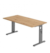 Schreibtisch, manuell höhenverstellbar, 65-85cm (H), 160x80cm (BxT), rechteckig, asteiche / graphit