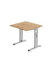 Schreibtisch, manuell höhenverstellbar, 65-85cm (H), 80x80cm (BxT), quadratisch, asteiche / silber
