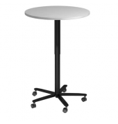 Besprechungstisch ST08, sufenlos &uuml;ber Gasdruckfeder h&ouml;henverstellbar 72-114cm (H), 80x80cm (BxT), rund, grau / schwarz, mit Roll