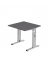 Schreibtisch O-Serie, manuell h&ouml;henverstellbar, 65-85cm (H), 80x80cm (BxT), quadratisch, graphit / silber