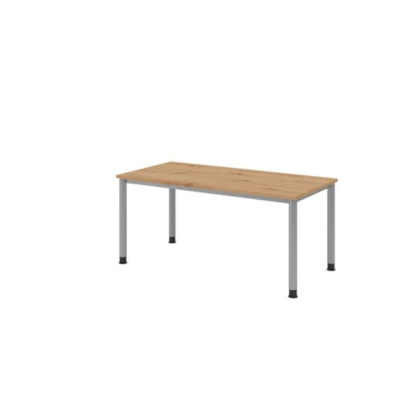 Hammerbacher Schreibtisch HS, manuell höhenverstellbar, 68-76cm (H), 160x80cm (BxT), rechteckig, asteiche / silber  Hammerbacher