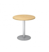 Besprechungstisch MONT.VSTF08/3/S, 74,5cm (H), 80x80cm (BxT), rund, ahorn / silber