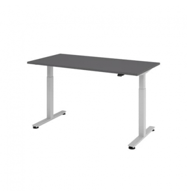 Schreibtisch, elektrisch höhenverstellbar, 73-119cm (H), 160x80cm (BxT), rechteckig, graphit / silber