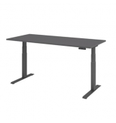 Sitz-Steh-Schreibtisch Basic, elektrisch h&ouml;henverstellbar, 63-127cm (H), 180x80cm (BxT), rechteckig, graphit / graphit