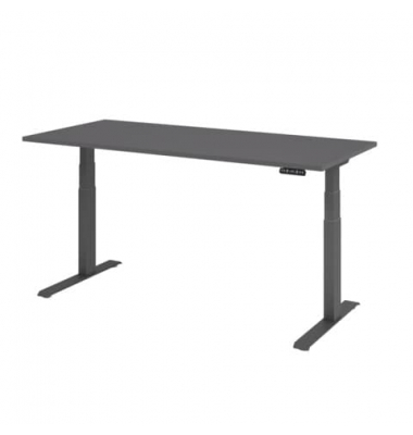 Sitz-Steh-Schreibtisch Basic, elektrisch h&ouml;henverstellbar, 63-127cm (H), 180x80cm (BxT), rechteckig, graphit / graphit