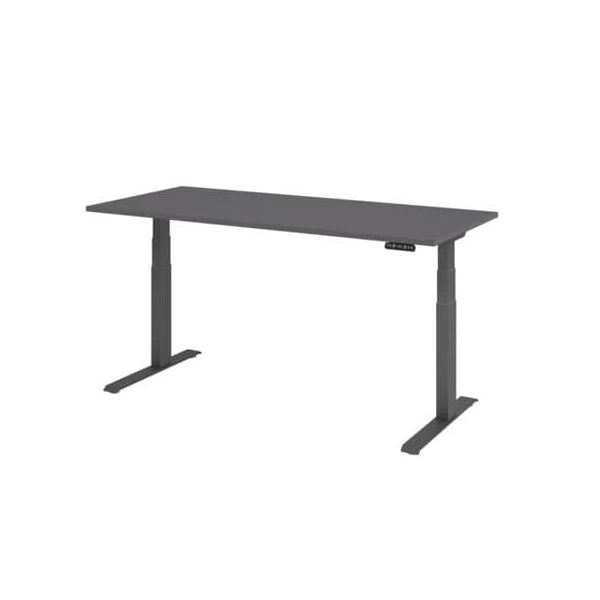 Hammerbacher Sitz-Steh-Schreibtisch Basic, elektrisch höhenverstellbar, 63-127cm (H), 180x80cm (BxT), rechteckig, graphit / graphit  Hammerba