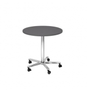 Besprechungstisch ST08, sufenlos &uuml;ber Gasdruckfeder h&ouml;henverstellbar 72-114cm (H), 80x80cm (BxT), rund, graphit / chrom, mit Rol