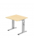 Schreibtisch O-Serie, manuell h&ouml;henverstellbar, 65-85cm (H), 80x80cm (BxT), quadratisch, ahorn / silber