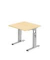 Schreibtisch O-Serie, manuell h&ouml;henverstellbar, 65-85cm (H), 80x80cm (BxT), quadratisch, ahorn / silber