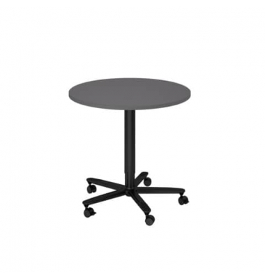 Besprechungstisch, sufenlos &uuml;ber Gasdruckfeder h&ouml;henverstellbar 72-114cm (H), 80x80cm (BxT), rund, graphit / schwarz, mit Rollen