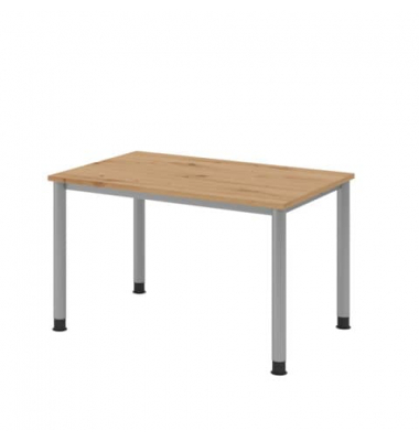 Schreibtisch, manuell höhenverstellbar, 68-76cm (H), 120x80cm (BxT), rechteckig, asteiche / silber