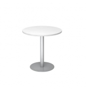 Besprechungstisch MONT.VSTF08/W/S, 74,5cm (H), 80x80cm (BxT), rund, weiß / silber