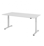 Schreibtisch, elektrisch höhenverstellbar, 72-119cm (H), 200x100cm (BxT), rechteckig, grau / silber