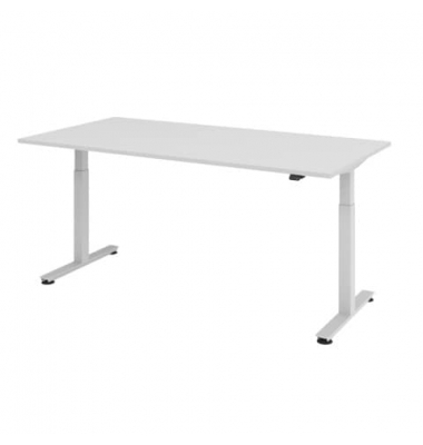 Schreibtisch, elektrisch höhenverstellbar, 72-119cm (H), 200x100cm (BxT), rechteckig, grau / silber