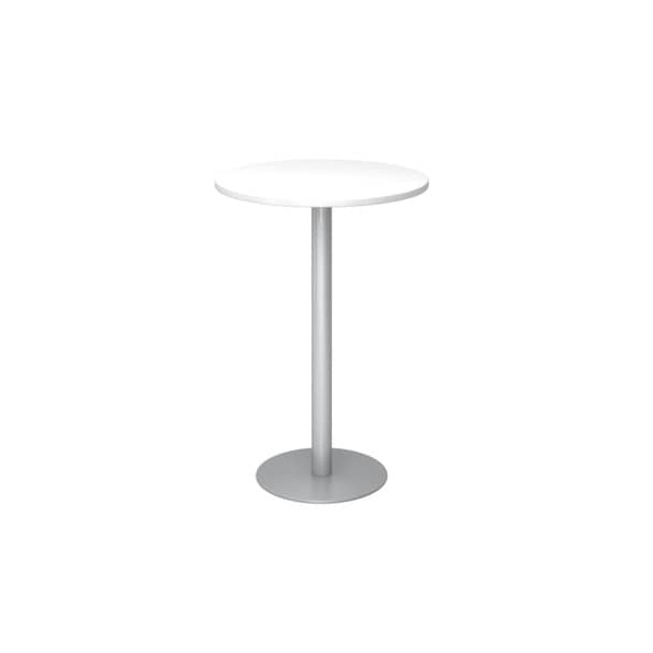 Hammerbacher Stehtisch 111,6cm (H), Ø 80cm (BxT), rund, weiß / silber  Hammerbacher