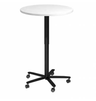 Besprechungstisch MONT.VST08/W/D, sufenlos über Gasdruckfeder höhenverstellbar 72 - 114 cm (H), 80x80cm (BxT), rund, weiß / schw