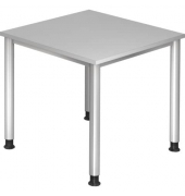 Schreibtisch, manuell höhenverstellbar, 68-76cm (H), 80x80cm (BxT), quadratisch, grau / silber