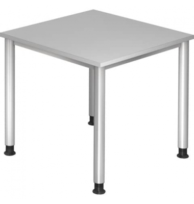 Schreibtisch, manuell höhenverstellbar, 68-76cm (H), 80x80cm (BxT), quadratisch, grau / silber