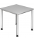 Schreibtisch, manuell höhenverstellbar, 68-76cm (H), 80x80cm (BxT), quadratisch, grau / silber