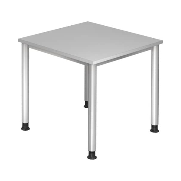 Hammerbacher Schreibtisch HS, manuell höhenverstellbar, 68-76cm (H), 80x80cm (BxT), quadratisch, grau / silber  Hammerbacher