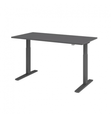 Schreibtisch XMKA, elektrisch h&ouml;henverstellbar, 70-120cm (H), 160x80cm (BxT), rechteckig, graphit / graphit