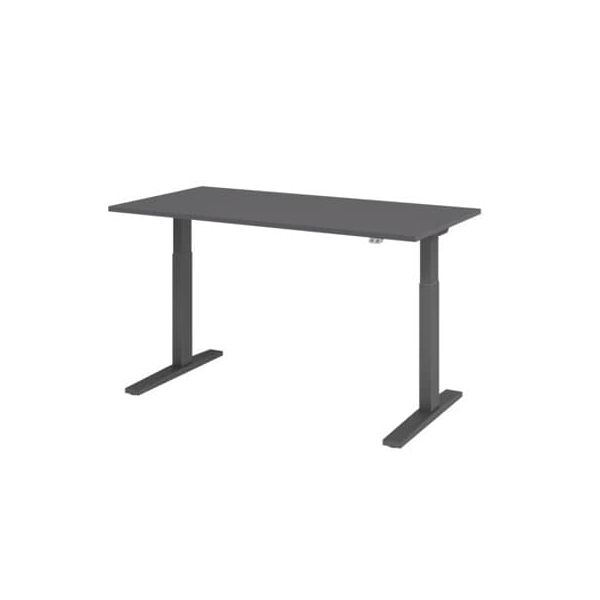 Hammerbacher Sitz-Steh-Schreibtisch XMKA, elektrisch höhenverstellbar, 70-120cm (H), 160x80cm (BxT), rechteckig, graphit / graphit  Hammerbac
