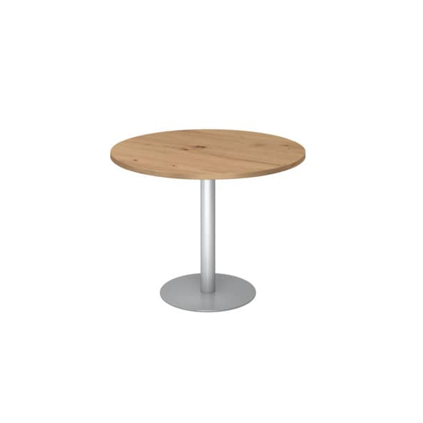 Hammerbacher Besprechungstisch STF, 74,5cm (H), 100x100cm (BxT), rund, asteiche / silber  Hammerbacher
