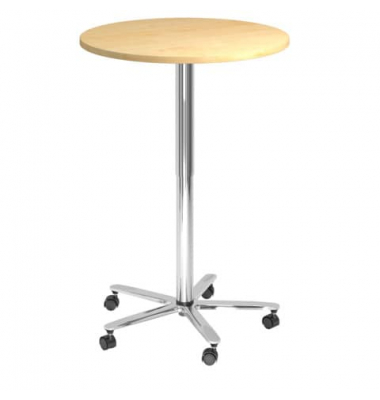 Besprechungstisch MONT.VST08/3/C, sufenlos über Gasdruckfeder höhenverstellbar 72 - 114 cm (H), 80x80cm (BxT), rund, ahorn / chr